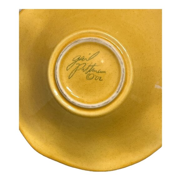 Hand-Painted Ceramic Bowl by Gail Pittman – Signed 2002 – Yellow Floral - Picture 5 of 5